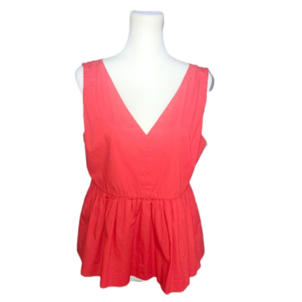 J. Crew Always Zipper Back Coral Orange V-neck Peplum Tank Top, 8